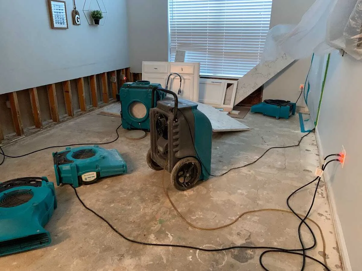 Dehumidifier in flood-cut room for Water Extraction & Removal in Rancho Cordova